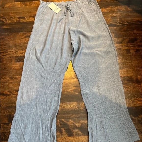 ZARA textured faded blue drawstring pants - Picture 3 of 11